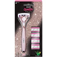 Wilkinson Sword - Maquinilla Quattro For Woman Gold Rose-Pack 1 afeitadora para mujer + 4 recambios - 100 gr